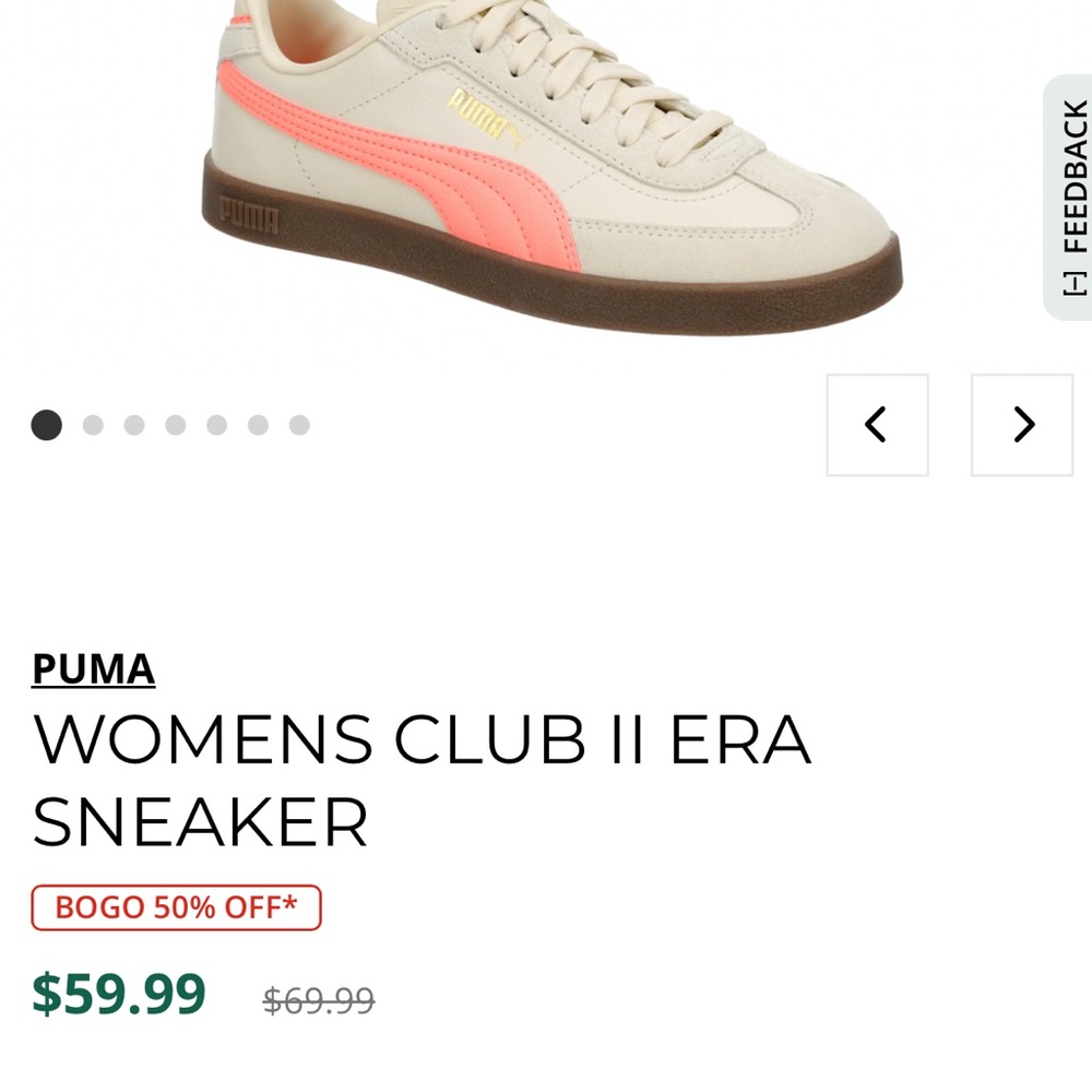 NWOT Puma Sneakers with Coral and Gold Highlights